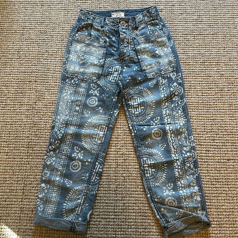 Free people petite size 24 patterned denim jeans